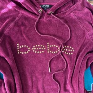 Bebe Sport Burgundy Hoodie with Gold Details